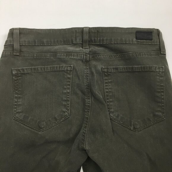 PAIGE Green Leaf Silk Coating Logo Hardware Faux Pockets Verdugo Ankle Jeans - Picture 8 of 13